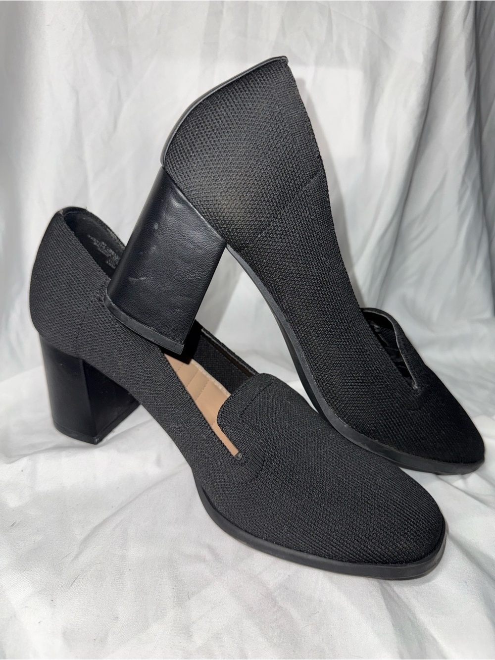 Black Vintage Style Block Heels Square Toe Adrienne Vittadini